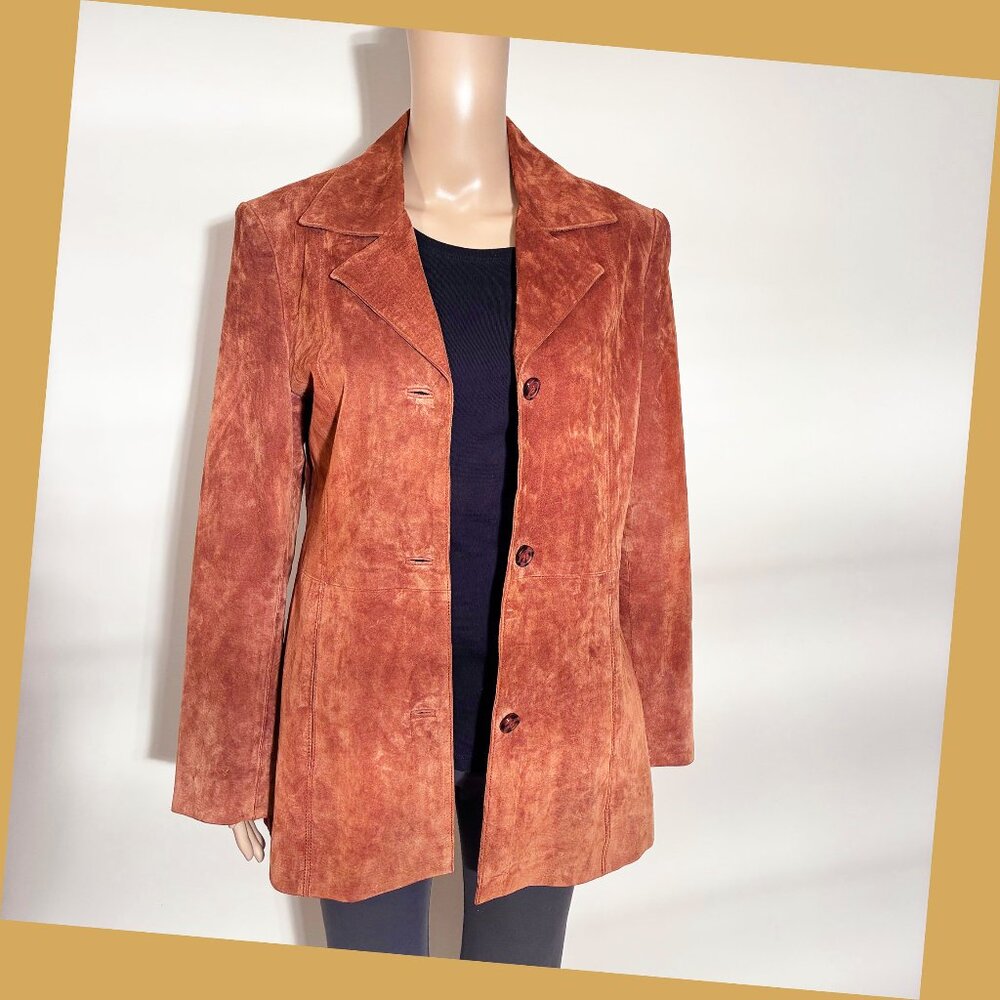 Brandon Thomas Washable Suede Jacket M Rust Brown Fall Layering Piece